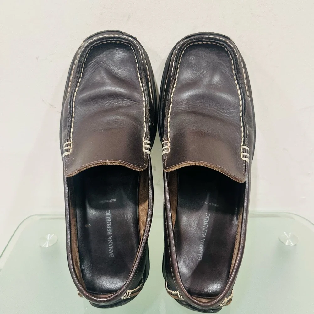 BANANA‎ REPUBLIC BROWN GENUINE LEATHER CASUAL MEN'S SHOES SIZE 11 Made In Italy
